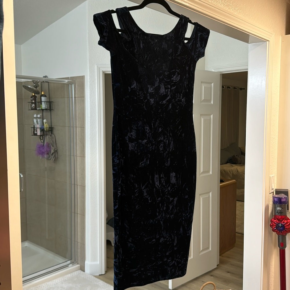 Blue velvet dress